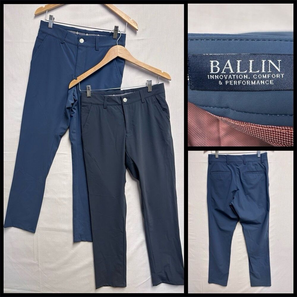Ballin Modern Fit Performance Golf Pants Lot Of 2 Pair Navy + Blue Men’s 30x29